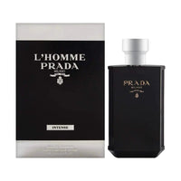 Mandotos International Prada LHomme Intense men's perfume bottle, 3.4 oz, with sleek design and elegant packaging.