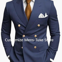 Premium brown men's bespoke double-breasted slim fit formal suit set by MANDOTOS INTERNATIONAL, displayed on a mannequin.