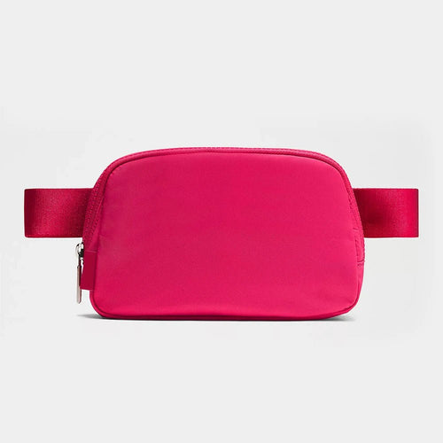 Mandotos International lightweight women's waist bag for running and travel, shown in black with adjustable strap and compact design.