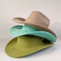Premium suede cowboy hat by MANDOTOS INTERNATIONAL, stylish outdoor accessory for men and women, perfect for festivities and outdoor events.
