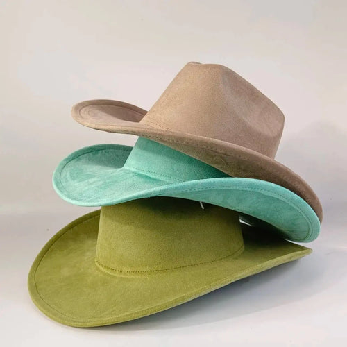 Premium suede cowboy hat by MANDOTOS INTERNATIONAL, stylish outdoor accessory for men and women, perfect for festivities and outdoor events.