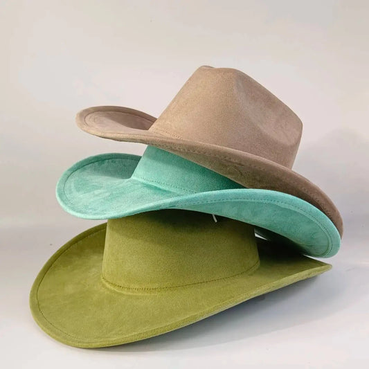 Premium suede cowboy hat by MANDOTOS INTERNATIONAL, stylish outdoor accessory for men and women, perfect for festivities and outdoor events.