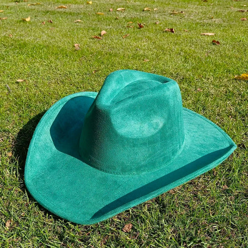 Premium suede cowboy hat by MANDOTOS INTERNATIONAL, stylish men and women outdoor hat with wide brim and classic western design.