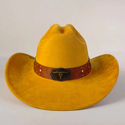 Premium suede cowboy hat by Mandotos International, stylish men's and women's outdoor hat with wide brim and classic western design.