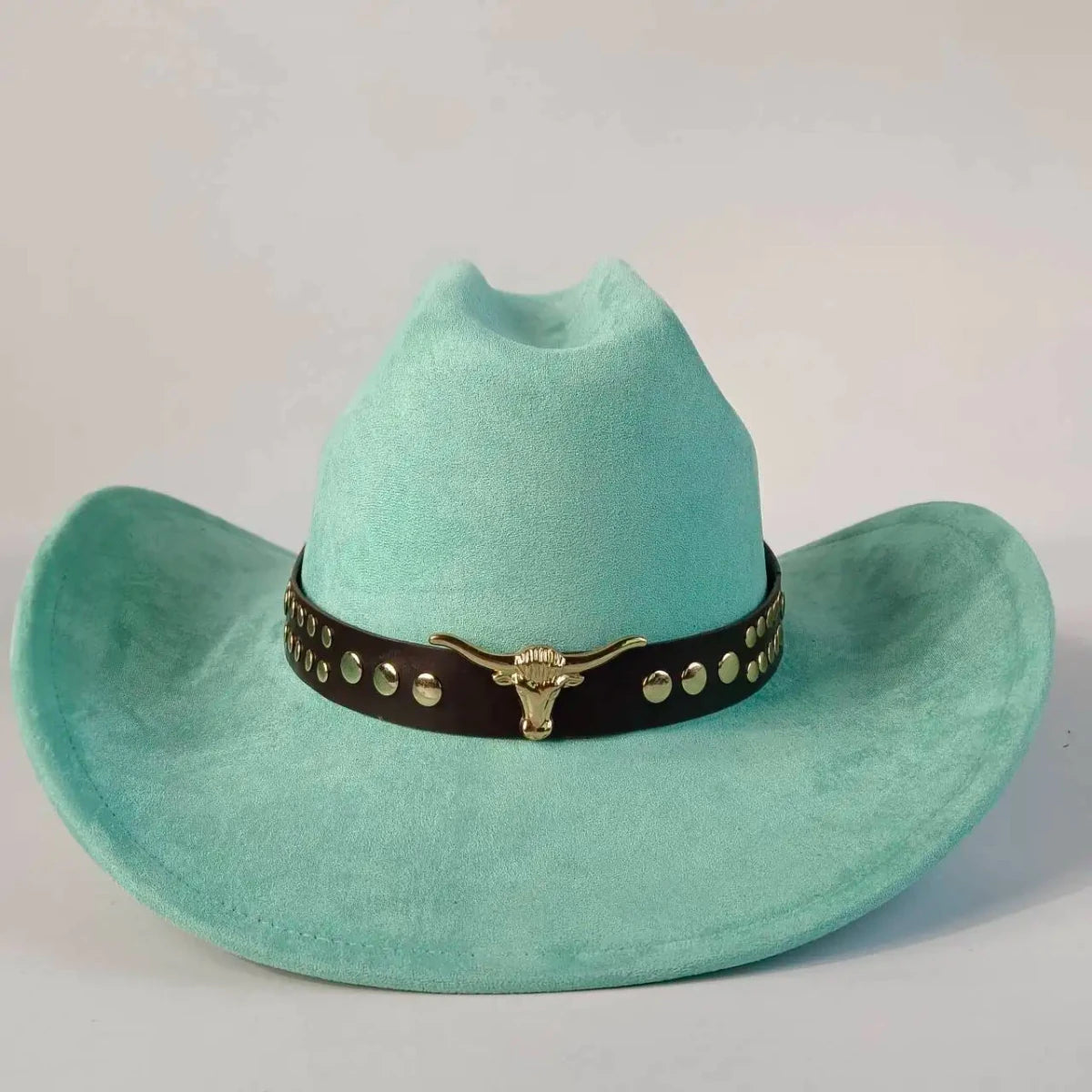 Premium suede cowboy hat by MANDOTOS INTERNATIONAL, stylish unisex hat for outdoor festivities featuring a wide brim and classic Western design.