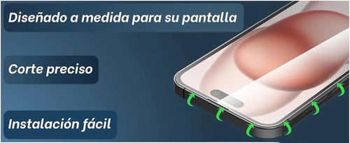 Clear tempered glass screen protector for iPhone 11-17 by MANDOTOS INTERNATIONAL, showing the smooth, transparent film covering the screen.