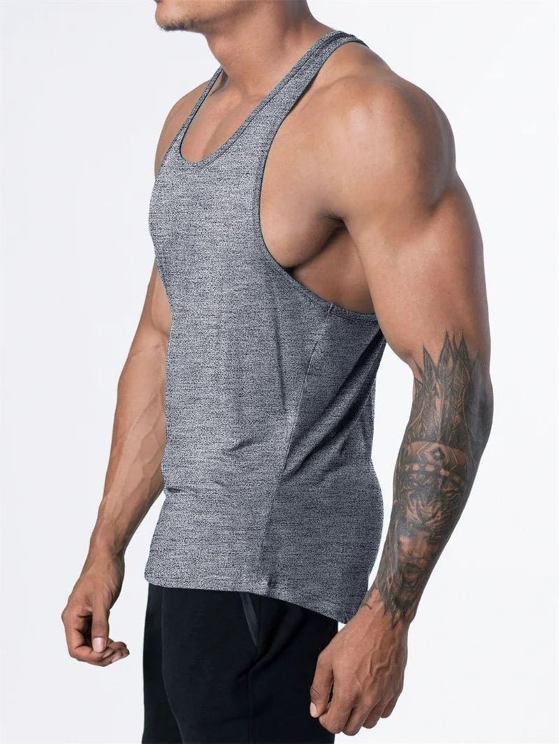 Mandotos International men's quick dry sports tank top for gym, running, and basketball with breathable fabric and athletic fit.