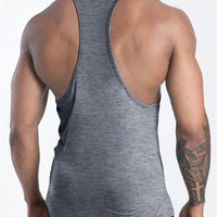 Mandotos International men's quick dry sports tank top for gym, running, and basketball, featuring breathable athletic design.