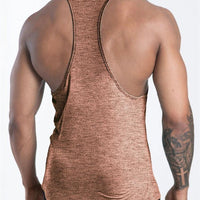 Mandotos International men's quick dry sports tank top, ideal for gym, running, and basketball workouts, shown in navy blue.