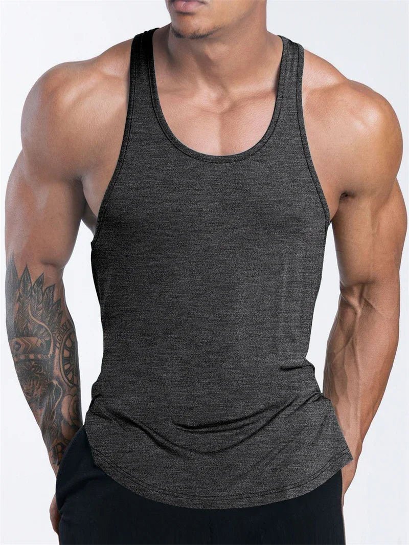 Mandotos International men's quick dry sports tank top, ideal for gym, running, and basketball activities.