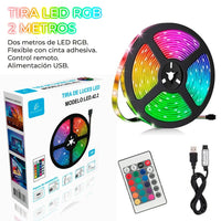 Mandotos International RBG 5050 Smart LED strip lights, 2 meters long with control, durable and energy-efficient lighting.