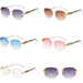 Gold rimless retro square hip hop sunglasses by MANDOTOS INTERNATIONAL, stylish unisex shades for men and women.