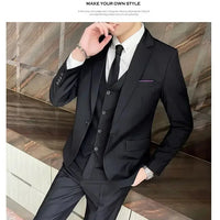 Mandotos International men's formal business suit with blazer, vest, and pants in size 6XL, tailored for professional and banquet occasions.