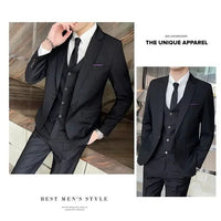 Mandotos International men's formal dress suit with blazer, vest, and pants in size 6XL, suitable for business or banquet occasions