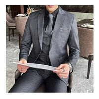 Mandotos International men's formal dress suit with blazer, vest, and pants in size 6XL, suitable for business and formal occasions.