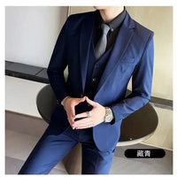 Mandotos International men's formal dress suit with blazer, vest, and pants in S-9XL size, professional Korean style banquet attire