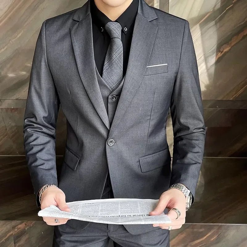 Mandotos International men's S-9XL formal blazer, vest, and pants set, professional business attire for men.