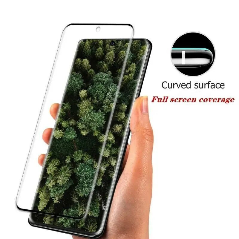 Mandotos International S21 Series 3-Pack Ultra Clear Screen Protectors on smartphones showing clear, scratch-resistant screen protection.