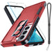 Red Samsung Galaxy S22 rugged full-body case with screen and lens protector, providing durable protection for the smartphone.