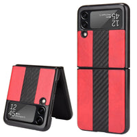 Samsung Z Flip 3 5G leather folding case by MANDOTOS INTERNATIONAL, shown on the phone with a sleek black leather finish.