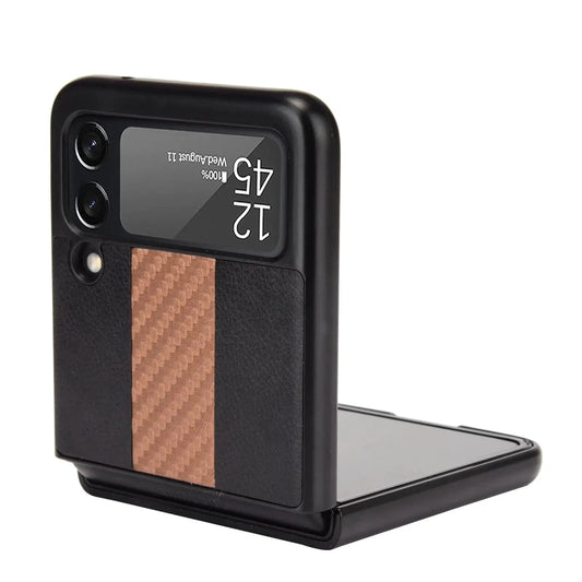 Mandotos International Samsung Z Flip 3 5G leather folding case with protective cover and sleek design.
