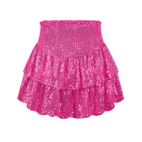 African high waist sequin mini skirt by MANDOTOS INTERNATIONAL, featuring colorful dashiki pattern and shiny sequin details for summer wear.
