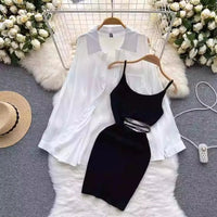 Mandotos International sexy split design sunscreen dress set for women, featuring a stylish, lightweight summer outfit.