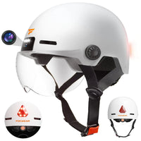 Mandotos International SHERRYFISH SmartCycle helmet with HD camera, safety lights, adjustable straps, and ventilation for cycling safety.
