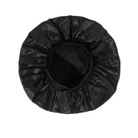 Silk wide-brimmed satin sleeping bonnet for women, designed to protect hair during sleep, from MANDOTOS INTERNATIONAL.