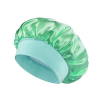 Silk wide-brimmed satin sleep bonnet for women, designed to protect and care for hair during sleep.