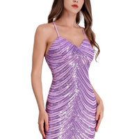 Sparkling sequin mini dress for women by MANDOTOS INTERNATIONAL, featuring a shiny, fitted design perfect for evening wear.