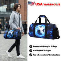 Mandotos International sports duffle bag for boys, football and gymnastic bag with wet pocket, shoes compartment, lightning travel design.
