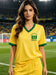Women's Brazil National Team sports jersey T-shirt with sporty graphic print by Mandotos International.