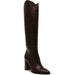 Dark brown Steve Madden Bixby women's knee boots, size 7, with sleek design and sturdy heel, displayed on a neutral background.
