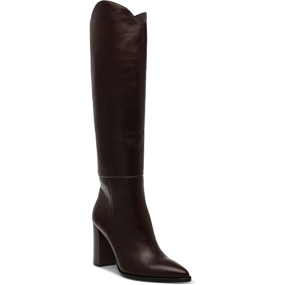 Dark brown Steve Madden Bixby women's knee boots in size 7, featuring sleek design and sturdy heel, from MANDOTOS INTERNATIONAL.