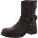 Steve Madden Brixton Moto Boot in brown, size 8, showcasing stylish ankle-height leather boots with buckle accents and rugged sole.
