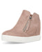 Steve Madden Caliber girls' taupe wedge sneakers with lace-up design and chunky sole, ideal for casual or sporty outfits.