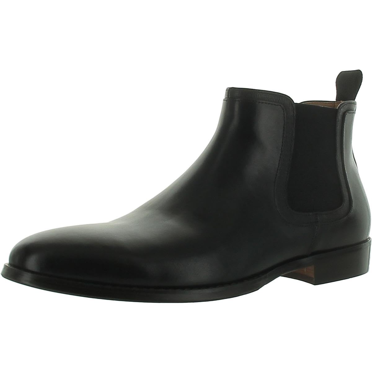 Steve Madden Duke leather Chelsea boot in size 9.5, featuring sleek black leather and classic slip-on design.