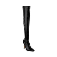 Black Steve Madden Lorinda sleek over-the-knee boot in size 9, featuring a smooth leather finish and stylish design.
