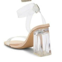 Steve Madden Lucid Dream heel sandal with strappy design and block heel, showcased by MANDOTOS INTERNATIONAL.