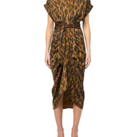 Steve Madden Satin Tori Shirtdress in toffee, featuring a silky fabric and classic shirt design, styled as shown in the image.