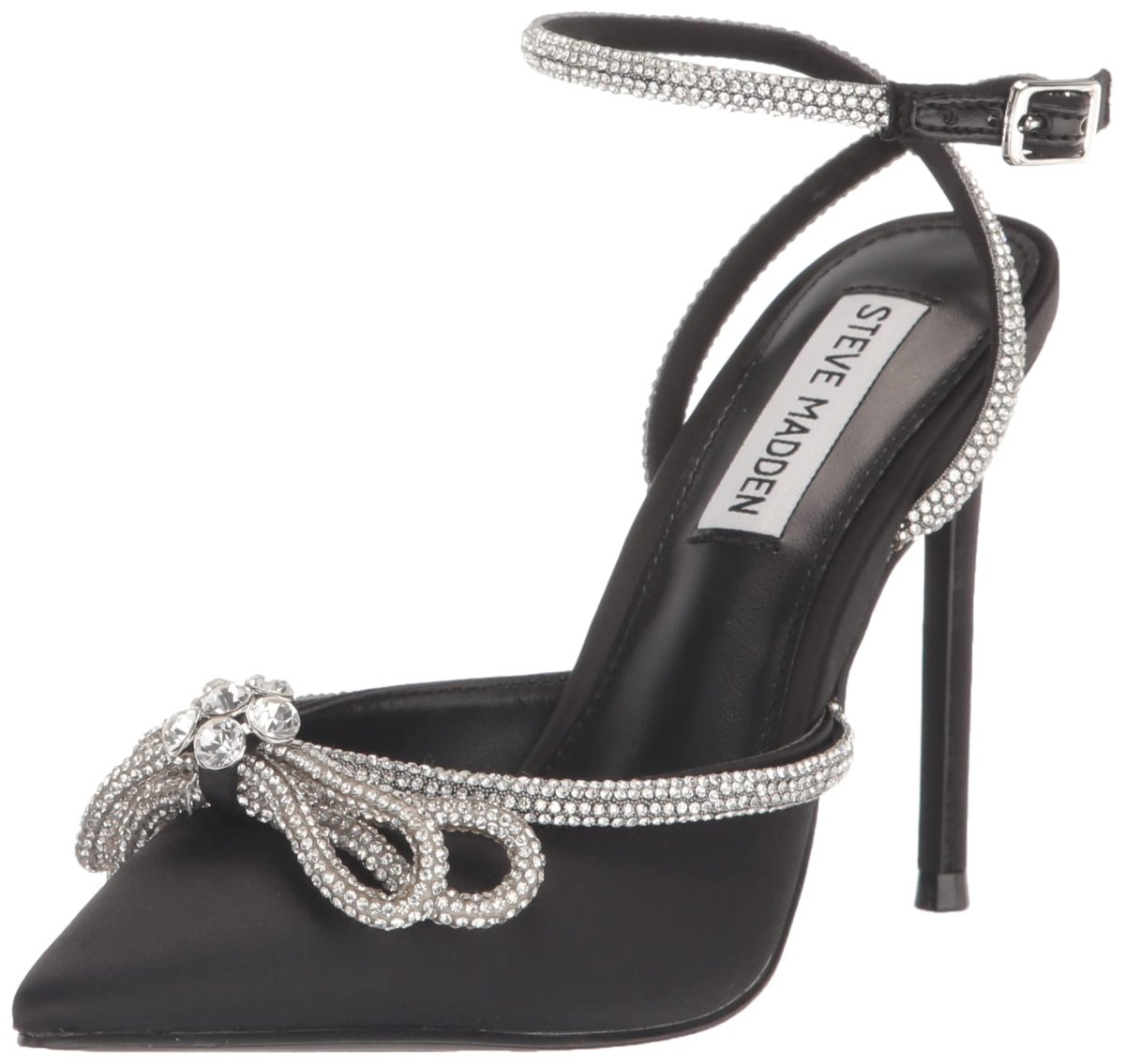 Black Steve Madden women's elegant stiletto heel, size 11, showcasing a sleek and stylish design by Mandotos International.