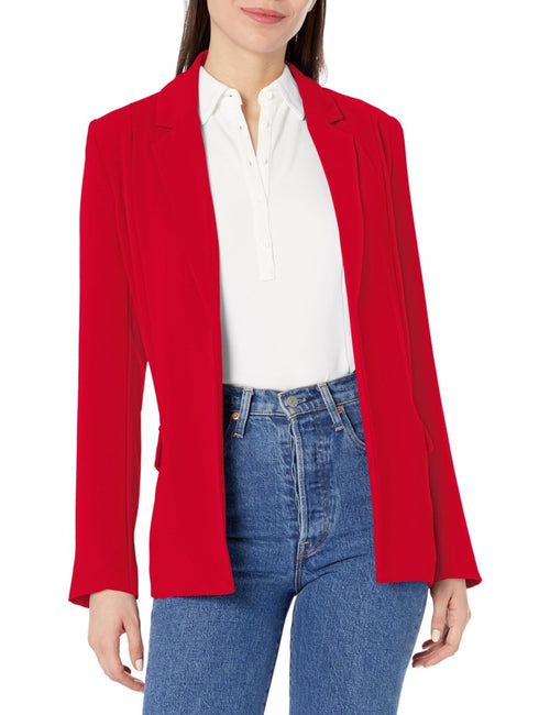 Steve Madden women's Payton classic blazer in true red, tailored blazer with a sleek fit and stylish lapels.