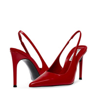 Red Steve Madden women's Reyes stiletto pump in size 9, featuring pointed toe and sleek design.