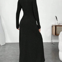 Mandotos International stylish high collar dress from winter fashion collection, featuring a sleek design and warm fabric.