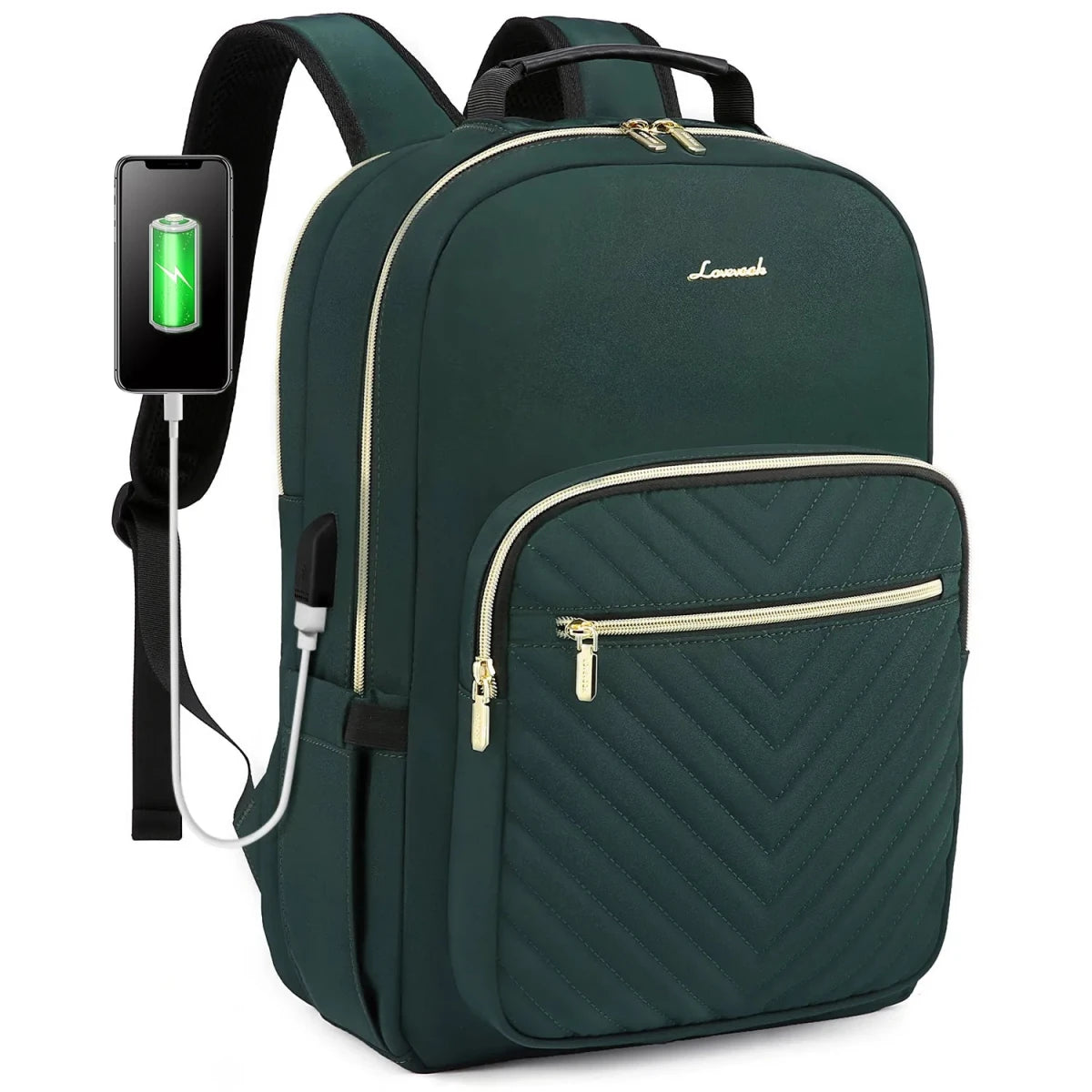 Stylish waterproof laptop backpack for women and girls by LOVEVOOK, featuring multiple compartments and a sleek design.