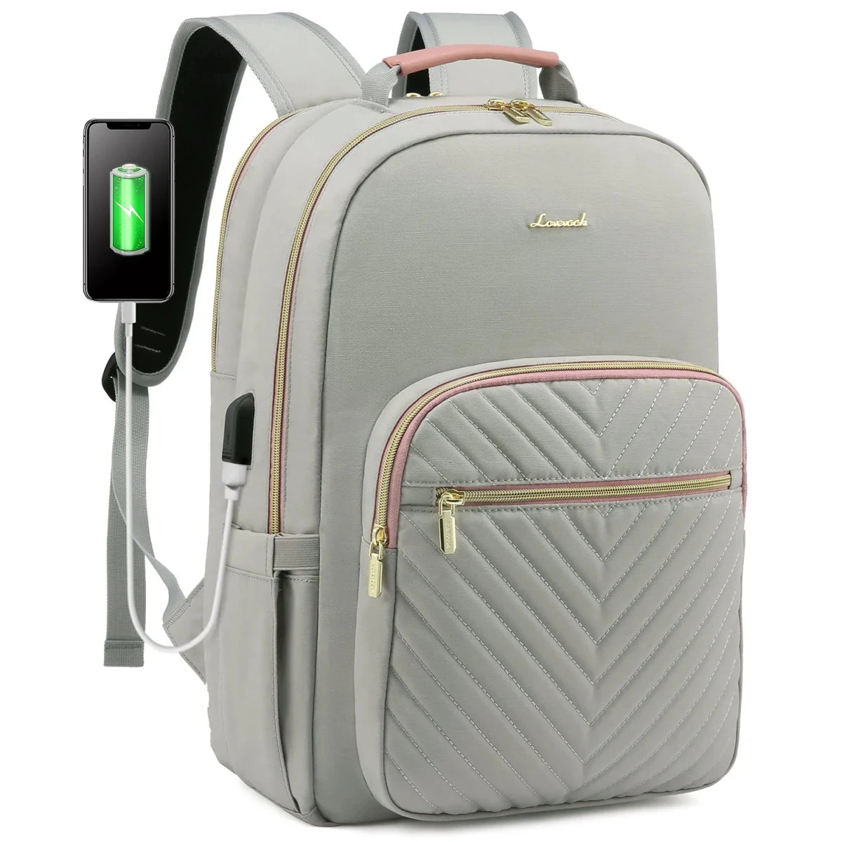 Stylish waterproof laptop backpack for women and girls by LOVEVOOK, featuring multiple compartments and a sleek design.