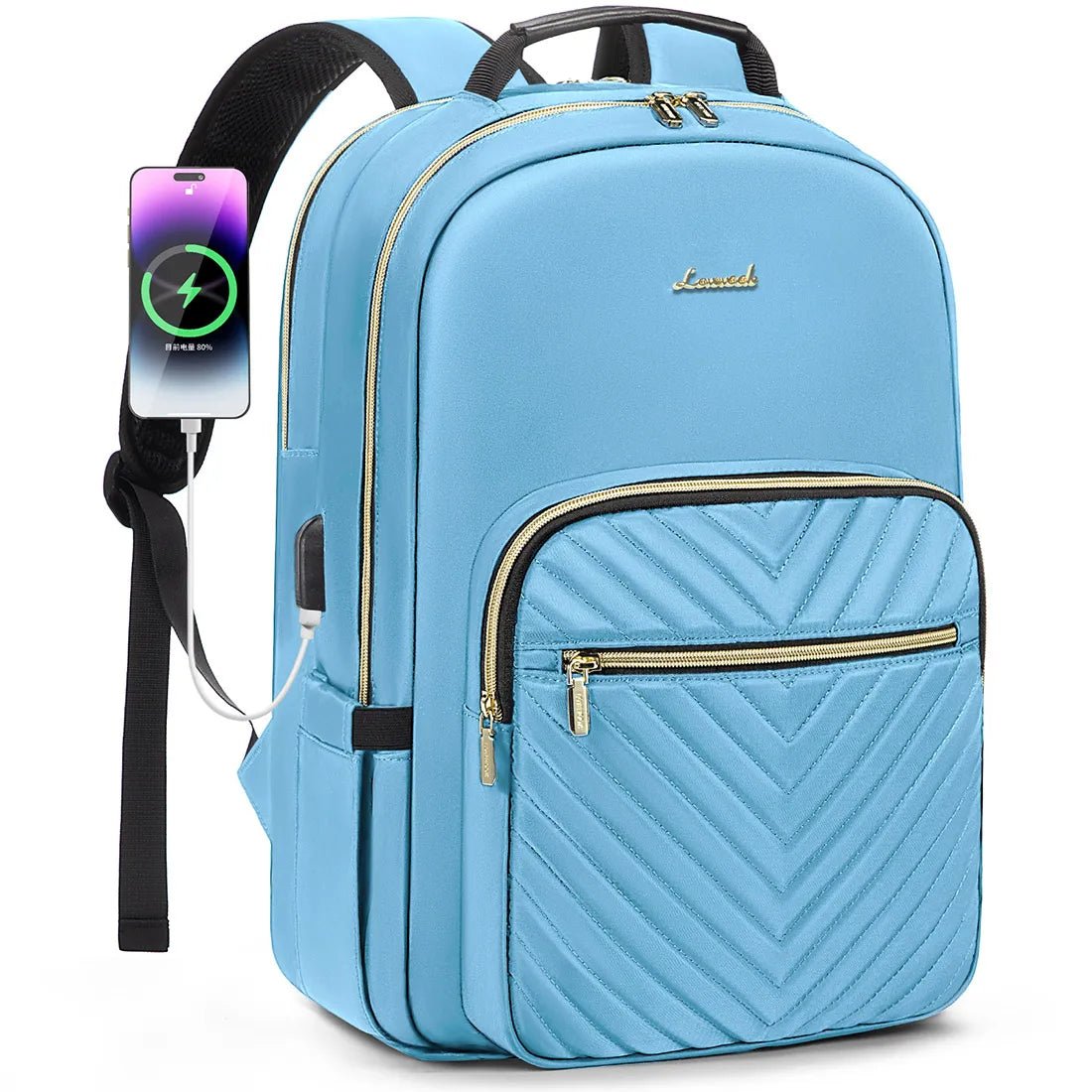 Stylish waterproof MANDOTOS INTERNATIONAL laptop backpack for women and girls, featuring multiple compartments and a sleek design.