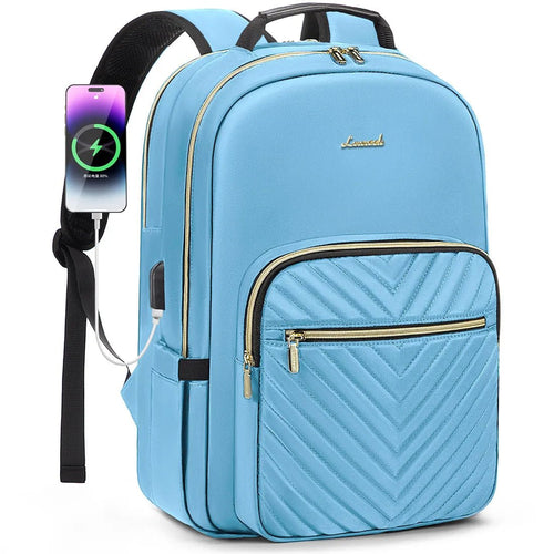 Stylish waterproof MANDOTOS INTERNATIONAL laptop backpack for women and girls, featuring multiple compartments and a sleek design.