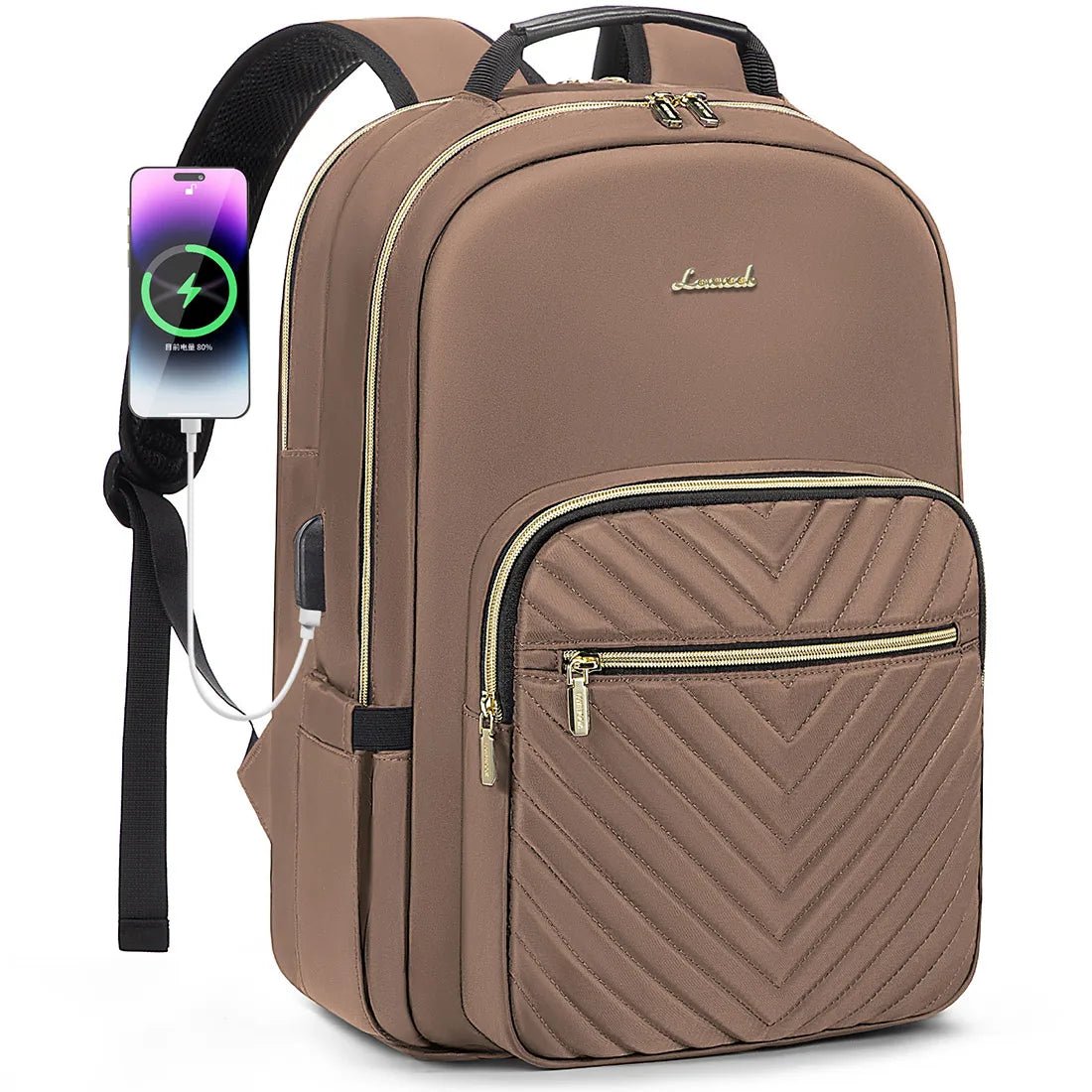Stylish waterproof laptop backpack for women and girls by LOVEVOOK, featuring multiple compartments and a sleek design.